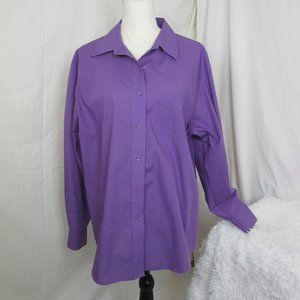 Foxcroft Shirt Purple Wrinkle Free Long Sleeved Button Down Size 18.